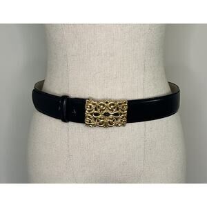 LIZ CLAIBORNE Genuine Bonded Leather Black Belt 24129 Womens L